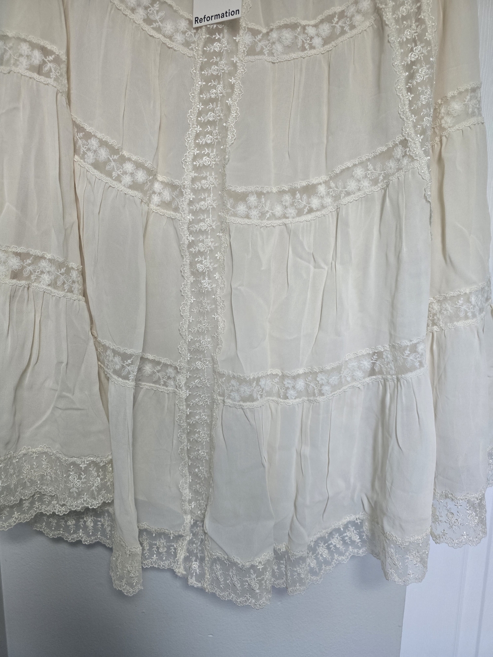 NWT Reformation Maevie Lace Inset Tiered Skirt Size 10 - Picture 3 of 7